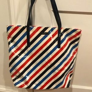 Kate Spade Shopper Tote in Red Blue Black Stripe